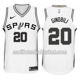Maillot Homme San Antonio Spurs Manu Ginobili 20 Nike 2017-18 Blanc Swingman